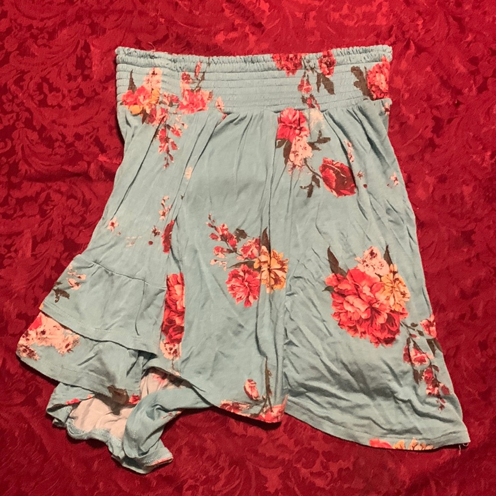 About‎ a girl XS flower pattern turquoise skirt